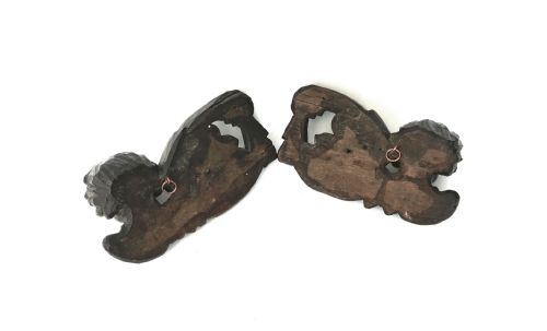 ANTIQUE EARLY CARVINGS PAIR OF 17THC OAK WINGED CHERUBS FLEMISH C1660 - ADDITIONAL PHOTO 5