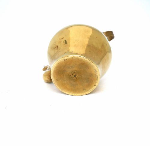 ANTIQUE EARLY METALWARE 18THC BRASS SMALL TEA KETTLE WITH SWING HANDLE DUTCH C176080 - ADDITIONAL PHOTO 2