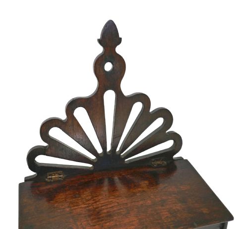 ANTIQUE COUNTRY FURNITURE 19THC FRUITWOOD FAN SHAPED CANDLE BOX ENGLISH C180020 - ADDITIONAL PHOTO 1
