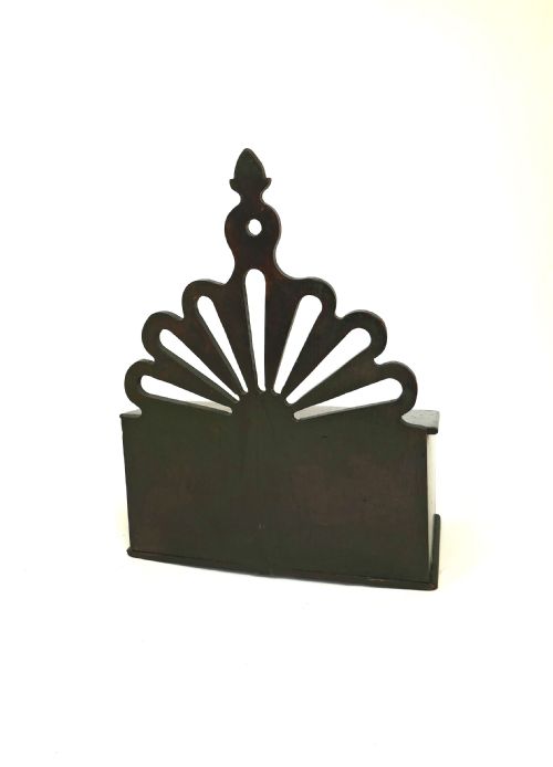 ANTIQUE COUNTRY FURNITURE 19THC FRUITWOOD FAN SHAPED CANDLE BOX ENGLISH C180020 - ADDITIONAL PHOTO 4