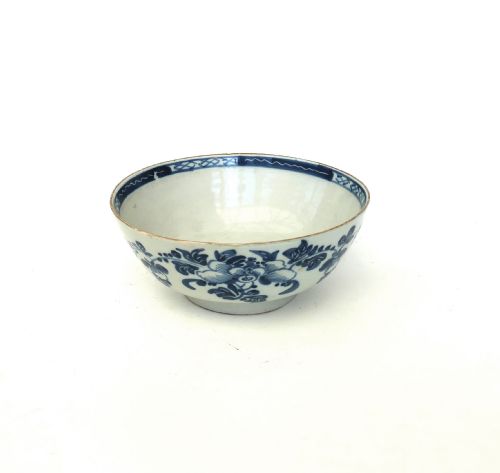 antique early pottery 18thc blue white hand painted delftware bowl english c175070 - CATEGORY: ANTIQUE CERAMICS - DATED 18TH CENTURY
