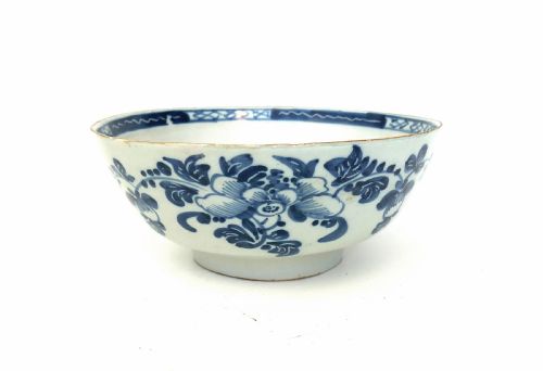 ANTIQUE EARLY POTTERY 18THC BLUE WHITE HAND PAINTED DELFTWARE BOWL ENGLISH C175070 - ADDITIONAL PHOTO 3