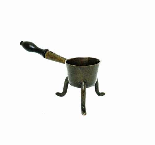 antique early metalware 17thc bronze down hearth apothecary skillet german c167090 - CATEGORY: ANTIQUE METAL - DATED 17TH CENTURY