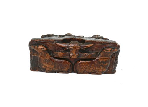 ANTIQUE TREEN 19THC SYCAMORE TABLE SNUFF BOX CARVED WITH TAM O' SHANTER SCOTTISH C186080 - ADDITIONAL PHOTO 4