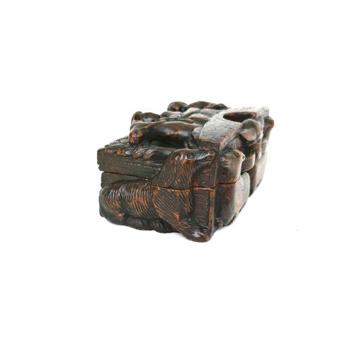 ANTIQUE TREEN 19THC SYCAMORE TABLE SNUFF BOX CARVED WITH TAM O' SHANTER SCOTTISH C186080 - ADDITIONAL PHOTO 5