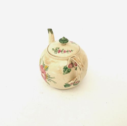 ANTIQUE ENGLISH EARLY 18THC POTTERY CREAMWARE TEAPOT LEEDS C177080 - ADDITIONAL PHOTO 3