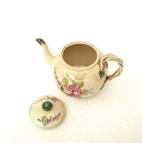ANTIQUE ENGLISH EARLY 18THC POTTERY CREAMWARE TEAPOT LEEDS C177080 - ADDITIONAL PHOTO 4