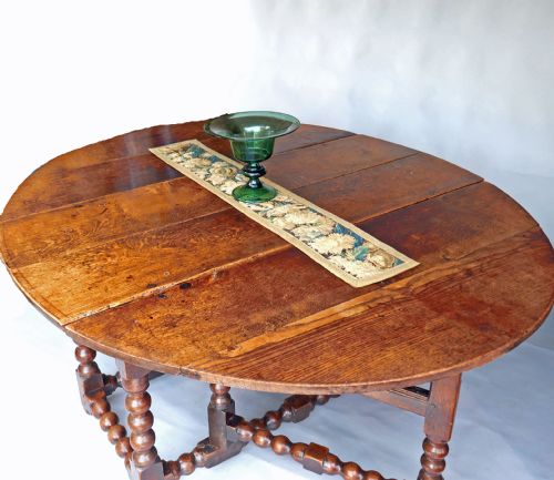 ANTIQUE EARLY OAK FURNITURE 17THC EIGHT SEATER GATELEG TABLE ENGLISH C166080 - ADDITIONAL PHOTO 1