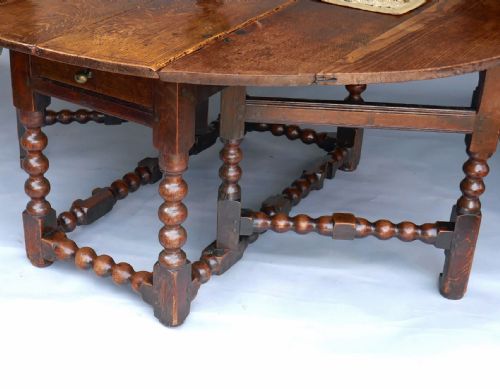 ANTIQUE EARLY OAK FURNITURE 17THC EIGHT SEATER GATELEG TABLE ENGLISH C166080 - ADDITIONAL PHOTO 2
