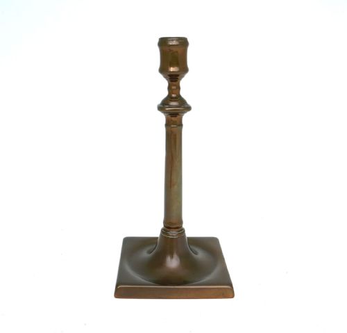 ANTIQUE EARLY METALWARE SINGLE 18THC BELL METAL SQUARE BASE CANDLESTICK ENGLISH C174050 - ADDITIONAL PHOTO 1