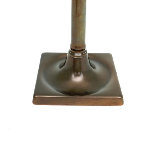 ANTIQUE EARLY METALWARE SINGLE 18THC BELL METAL SQUARE BASE CANDLESTICK ENGLISH C174050 - ADDITIONAL PHOTO 2