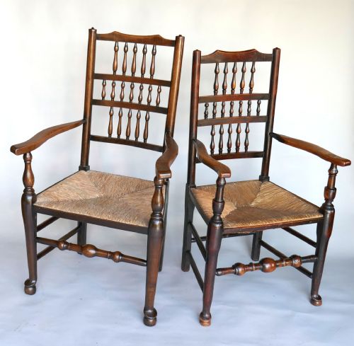 antique county furniture 18thc harlequin set of eight spindle back chairs lancashire cheshire c1780c1800 - CATEGORY: ANTIQUE CHAIRS - DATED 18TH CENTURY