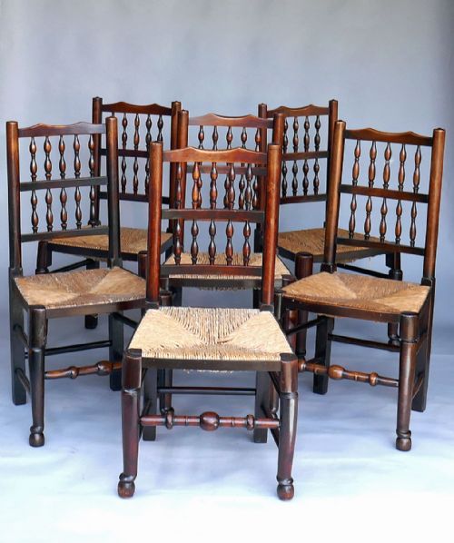 ANTIQUE COUNTY FURNITURE 18THC HARLEQUIN SET OF EIGHT SPINDLE BACK CHAIRS LANCASHIRE CHESHIRE C1780C1800 - ADDITIONAL PHOTO 1