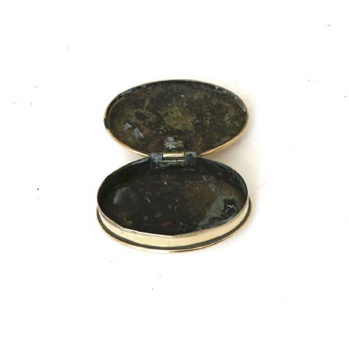 ANTIQUE 19THC SINGLE BRASS MINERS SNUFF BOX ENGRAVED CHARLES SHIRLEY AUG 27 1887 - ADDITIONAL PHOTO 2