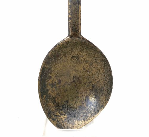 ANTIQUE EARLY METALWARE 16THC ELIZABETH 1 LATTEN SEAL TOP SPOON ENGLISH C1580 C1600 - ADDITIONAL PHOTO 1