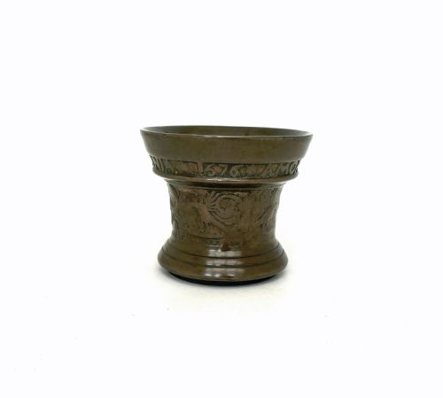 antique early metalware single bronze 17thc apothecary mortar dated 1676 - CATEGORY: ANTIQUE METAL - DATED 16TH CENTURY