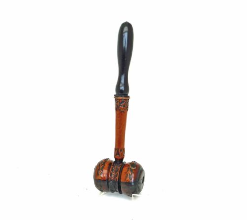 antique treen 19thc lignum vitae floral patterned gavel english c184060 - CATEGORY: ANTIQUE MISCELLANEOUS - DATED 19TH CENTURY