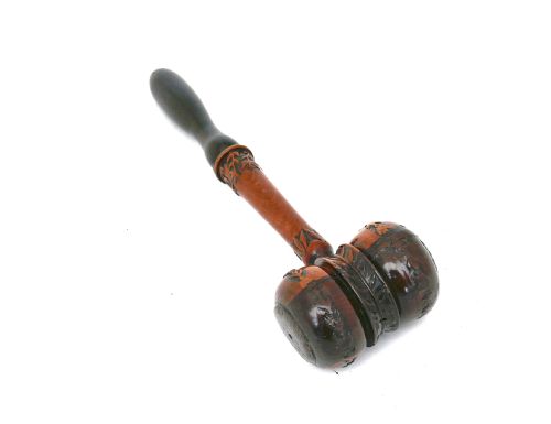 ANTIQUE TREEN 19THC LIGNUM VITAE FLORAL PATTERNED GAVEL ENGLISH C184060 - ADDITIONAL PHOTO 1