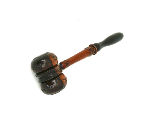 ANTIQUE TREEN 19THC LIGNUM VITAE FLORAL PATTERNED GAVEL ENGLISH C184060 - ADDITIONAL PHOTO 2