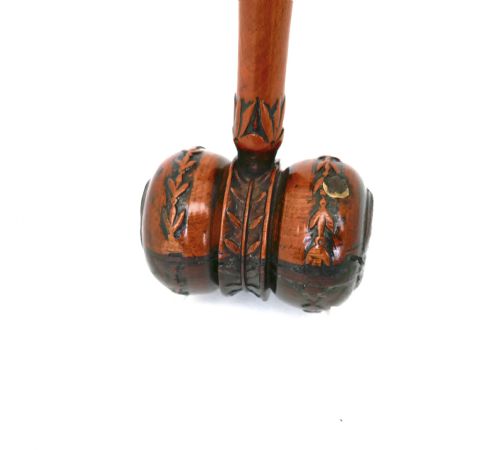 ANTIQUE TREEN 19THC LIGNUM VITAE FLORAL PATTERNED GAVEL ENGLISH C184060 - ADDITIONAL PHOTO 3