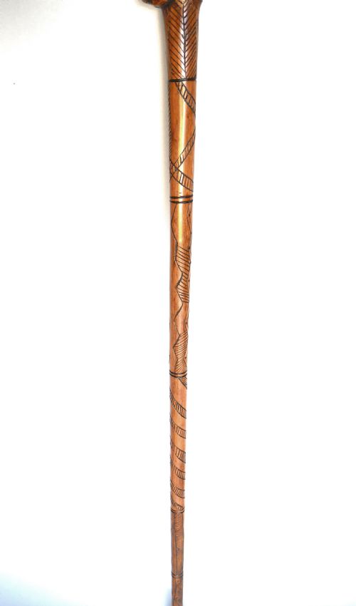 ANTIQUE FOLK ART 19THC BOXWOOD CARVED HARE WALKING STICK ENGLISH C188090 - ADDITIONAL PHOTO 4