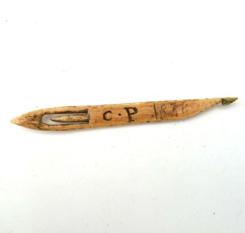 antique collectables single 19thc bone netting needle initialled cp dated 1838 english - CATEGORY: ANTIQUE MISCELLANEOUS - DATED 19TH CENTURY