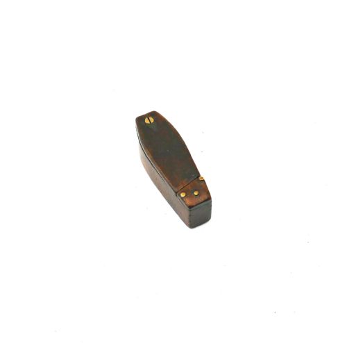 antique treen 19thc shaped fruitwood snuff box with brass decoration english c184060 - CATEGORY: ANTIQUE BOXES - DATED 19TH CENTURY