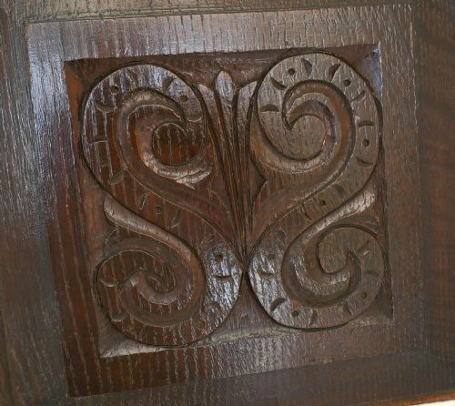 ANTIQUE EARLY CARVING 17THC OAK CARVED SINGLE COFFER PANEL ENGLISH C164060 - ADDITIONAL PHOTO 1