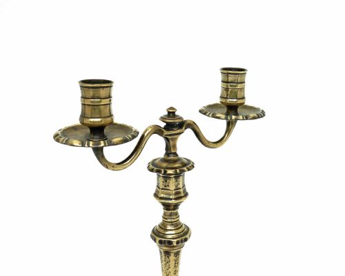 ANTIQUE EARLY METALWARE 18THC SINGLE BRASS CANDLELABRA FRENCH C174060 - ADDITIONAL PHOTO 2