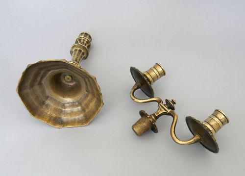 ANTIQUE EARLY METALWARE 18THC SINGLE BRASS CANDLELABRA FRENCH C174060 - ADDITIONAL PHOTO 4