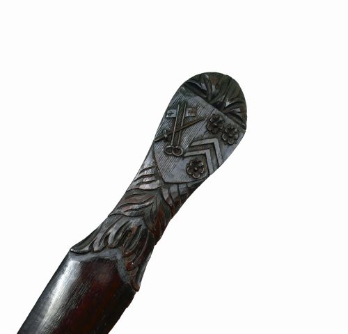 ANTIQUE TREEN 19THC ROSEWOOD PAGE TURNER WITH COAT OF ARMS ENGLISH C184060 - ADDITIONAL PHOTO 1