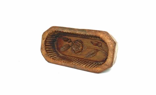 ANTIQUE TREEN 19THC BEECH BUTTER MOULD WITH ROSE DECORATION ENGLISH C184060 - ADDITIONAL PHOTO 2