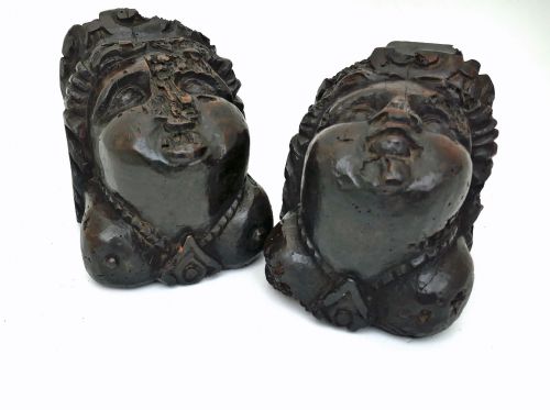 ANTIQUE EARLY CARVINGS PAIR OF 17THC FRUITWOOD CARVED CHERUB CORBELS FLEMISH C166080 - ADDITIONAL PHOTO 5