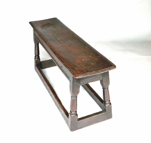 antique oak furniture 17thc joyned oak bench form with owners initials as english c162040 - CATEGORY: ANTIQUE FURNITURE - DATED 17TH CENTURY