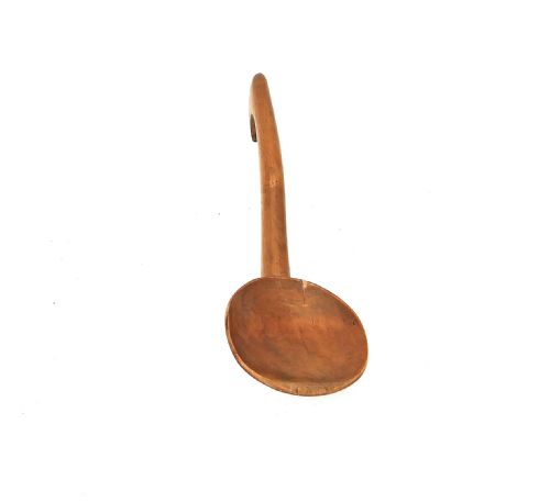 antique treen kitchenalia single 19thc welsh fruitwood cawl ladle c184060 - CATEGORY: ANTIQUE MISCELLANEOUS - DATED 19TH CENTURY