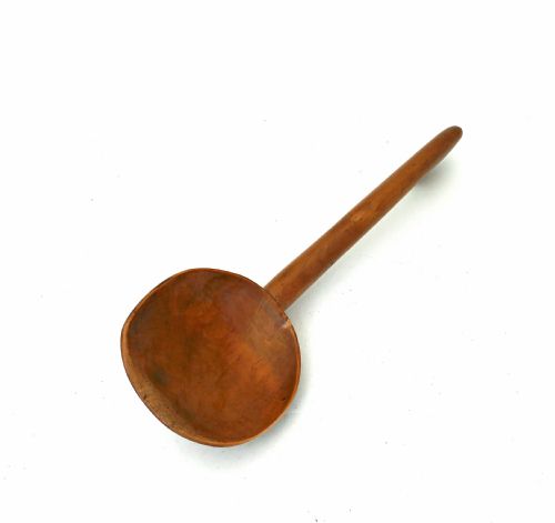 ANTIQUE TREEN KITCHENALIA SINGLE 19THC WELSH FRUITWOOD CAWL LADLE C184060 - ADDITIONAL PHOTO 2