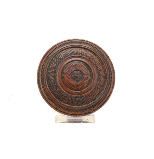 antique 19thc treen fruitwood engine turned snuff box english c184060 - CATEGORY: ANTIQUE BOXES - DATED 19TH CENTURY