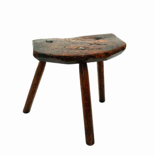 ANTIQUE COUNTRY FURNITURE 18THC WEST COUNTRY ASH THREE LEGGED STOOL ENGLISH C177090 - ADDITIONAL PHOTO 1