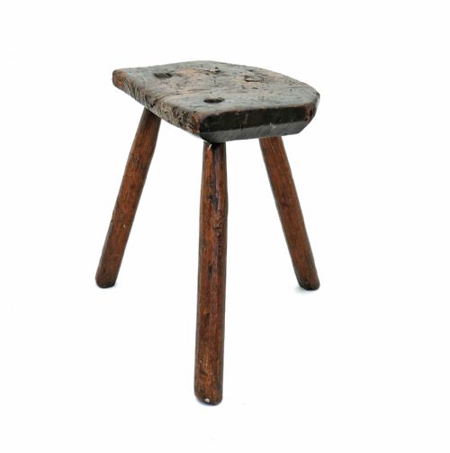 ANTIQUE COUNTRY FURNITURE 18THC WEST COUNTRY ASH THREE LEGGED STOOL ENGLISH C177090 - ADDITIONAL PHOTO 2