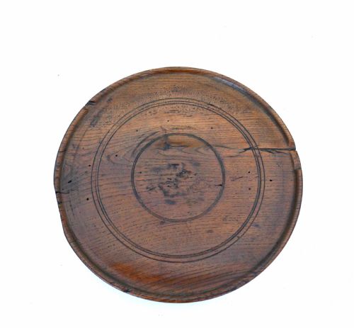 EARLY ANTIQUE TREEN 18THC ELM TURNED TAZZA WITH INCISED RING DECORATION ENGLISH C1780C1800 - ADDITIONAL PHOTO 1
