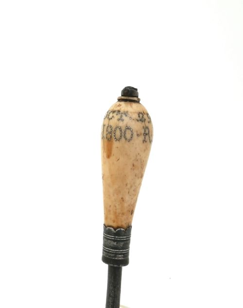 ANTIQUE METALWARE 18THC BONE HANDLED BUTCHERS STEEL DATED OCT 291800 R NICHOLS ENGLISH C1770C1800 - ADDITIONAL PHOTO 1