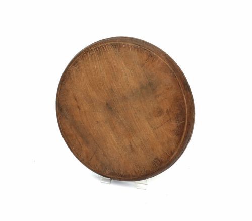 ANTIQUE EARLY TREEN 18THC ELM TURNED FOOD PLATTER WITH RAISED RIM ENGLISH C177080 - ADDITIONAL PHOTO 1