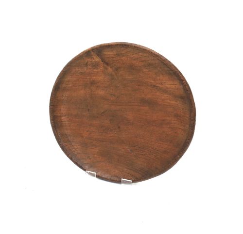 ANTIQUE EARLY TREEN 18THC ELM TURNED FOOD PLATTER WITH RAISED RIM ENGLISH C177080 - ADDITIONAL PHOTO 2