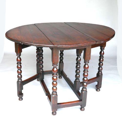 ANTIQUE 17THC FURNITURE CHARLES 11 SMALL WALNUT JOYNED GATELEG TABLE ENGLISH C167080 - ADDITIONAL PHOTO 1