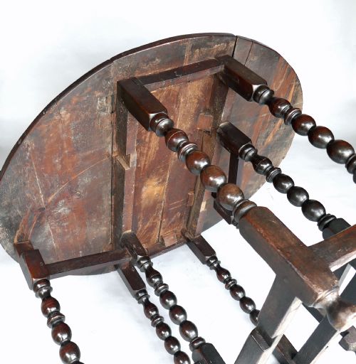 ANTIQUE 17THC FURNITURE CHARLES 11 SMALL WALNUT JOYNED GATELEG TABLE ENGLISH C167080 - ADDITIONAL PHOTO 7