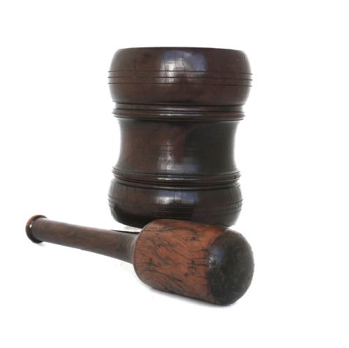 ANTIQUE EARLY TREEN 17THC TURNED LIGNUM MORTAR PESTLE ENGLISH C166080 - ADDITIONAL PHOTO 1