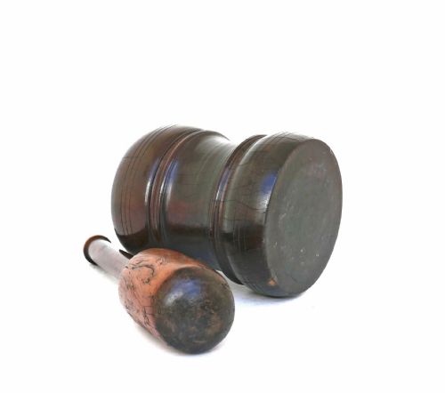 ANTIQUE EARLY TREEN 17THC TURNED LIGNUM MORTAR PESTLE ENGLISH C166080 - ADDITIONAL PHOTO 2