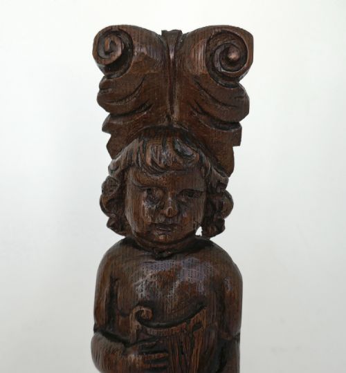 ANTIQUE EARLY CARVINGS PAIR OF 17THC MUSIC PLAYING PUTTI CARYATIDS FLEMISH C166080 - ADDITIONAL PHOTO 3