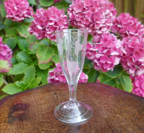ANTIQUE GLASS SINGLE 18THC ENGLISH ENGRAVED GEORGIAN ALE GLASS C174060 - ADDITIONAL PHOTO 4