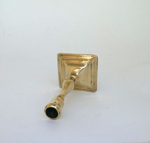 ANTIQUE EARLY METALWARE 18THC SQUARE BASE SINGLE CANDLESTICK ENGLISH C171014 - ADDITIONAL PHOTO 3